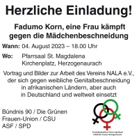 Vortrag: Fadumo Korn, eine Frau kämpft gegen die Mädchenbeschneidung
